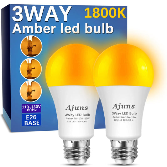 Ajuns 3Way Light Bulb Amber 40/100/150W Equivalent 1800k Light Bulbs