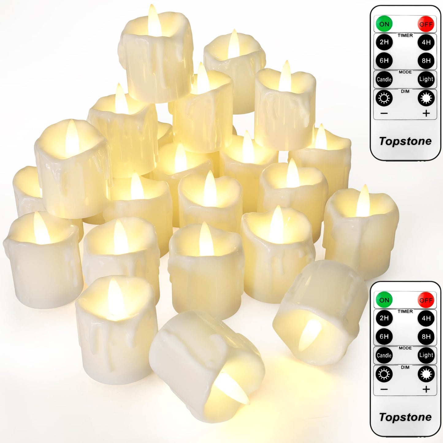 Topstone Flameless Candles with Remote Control?Battery Operated LED Candles with Timer & Dimmable Function, Realistic Wax Dripping Design, Perfect