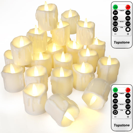 Topstone Flameless Candles with Remote Control?Battery Operated LED Candles with Timer & Dimmable Function, Realistic Wax Dripping Design, Perfect
