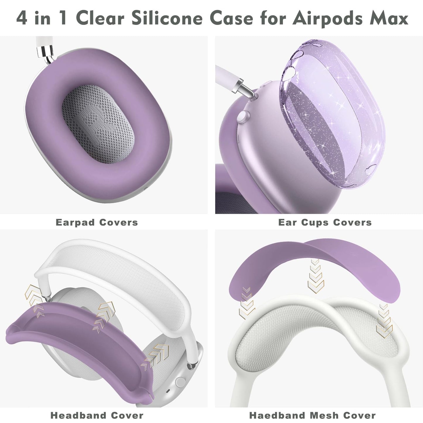 Aiaabq for AirPods Max case Cover,Anti-Scratch Ear Pad Case Cover/Ear Cups Cover/Headband Cover for AirPods Max. Clear Soft TPU and Silicone,Skin