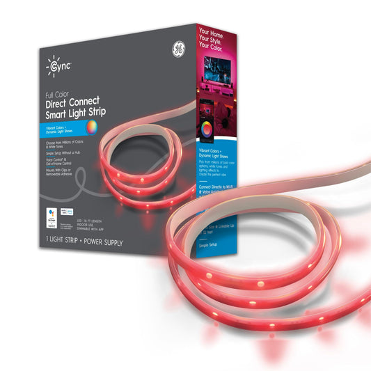 GE Cync Smart LED Light Strip, Room Décor Aesthetic Color Changing WiFi Lights, LED Lights for Bedroom and TV, Works with Amazon Alexa and Google