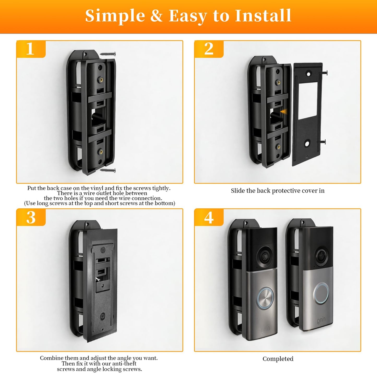 Adjustable 45-135 Degree Doorbell Angle Mount Compatible with Ring Wired Doorbell Pro&Plus 2025 and Blink Video Doorbell 2nd Gen 2025 Replacement
