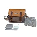 VueFoto Camera Messenger Bag,Vintage Leather Flip-top Waterproof Camera Bag,Compatible with Canon,Nikon,Sony SLR/DSLR Mirrorless Cameras For Women