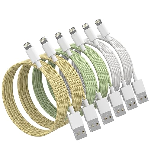 iPhone Charger Cord, [Apple MFi Certified] Lightning Cable, 6Pack (3/3/6/6/6/10 FT) Nylon Braided USB Charging Cable for iPhone 14/13/12/11 Pro…
