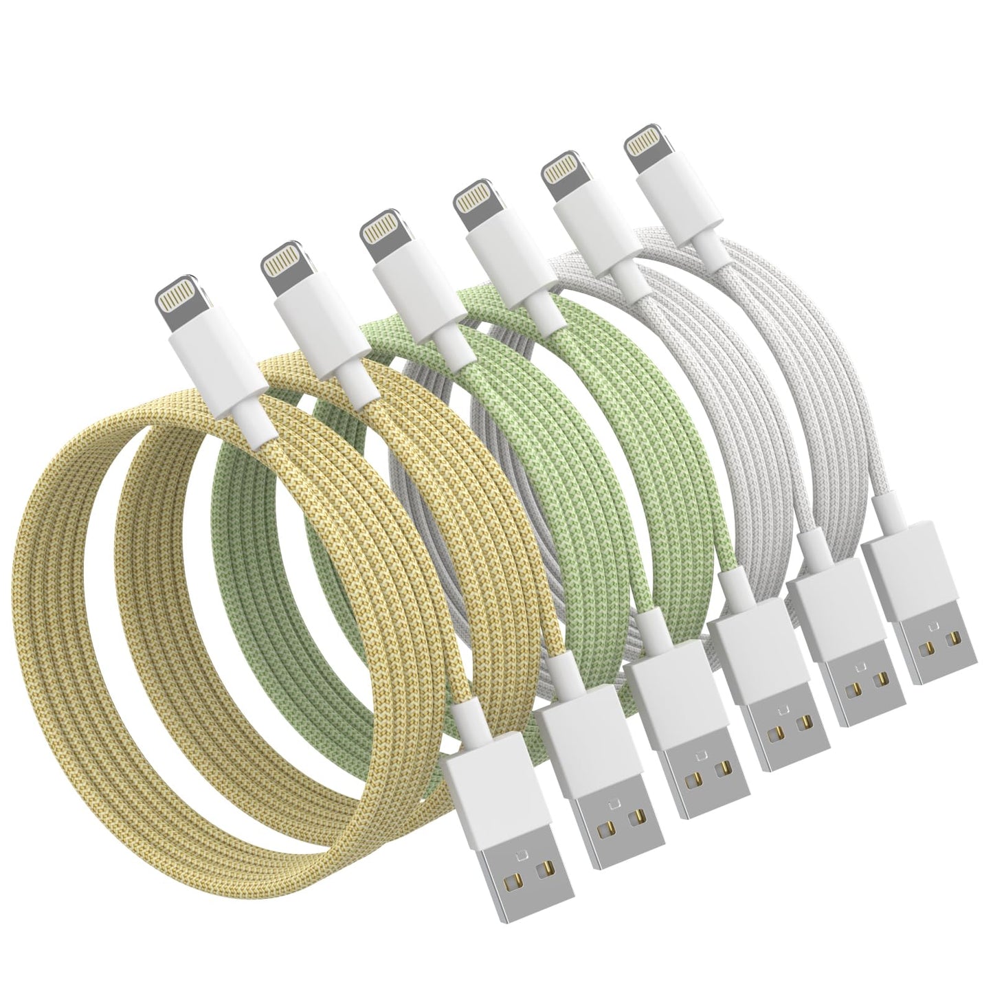 iPhone Charger Cord, [Apple MFi Certified] Lightning Cable, 6Pack (3/3/6/6/6/10 FT) Nylon Braided USB Charging Cable for iPhone 14/13/12/11 Pro…