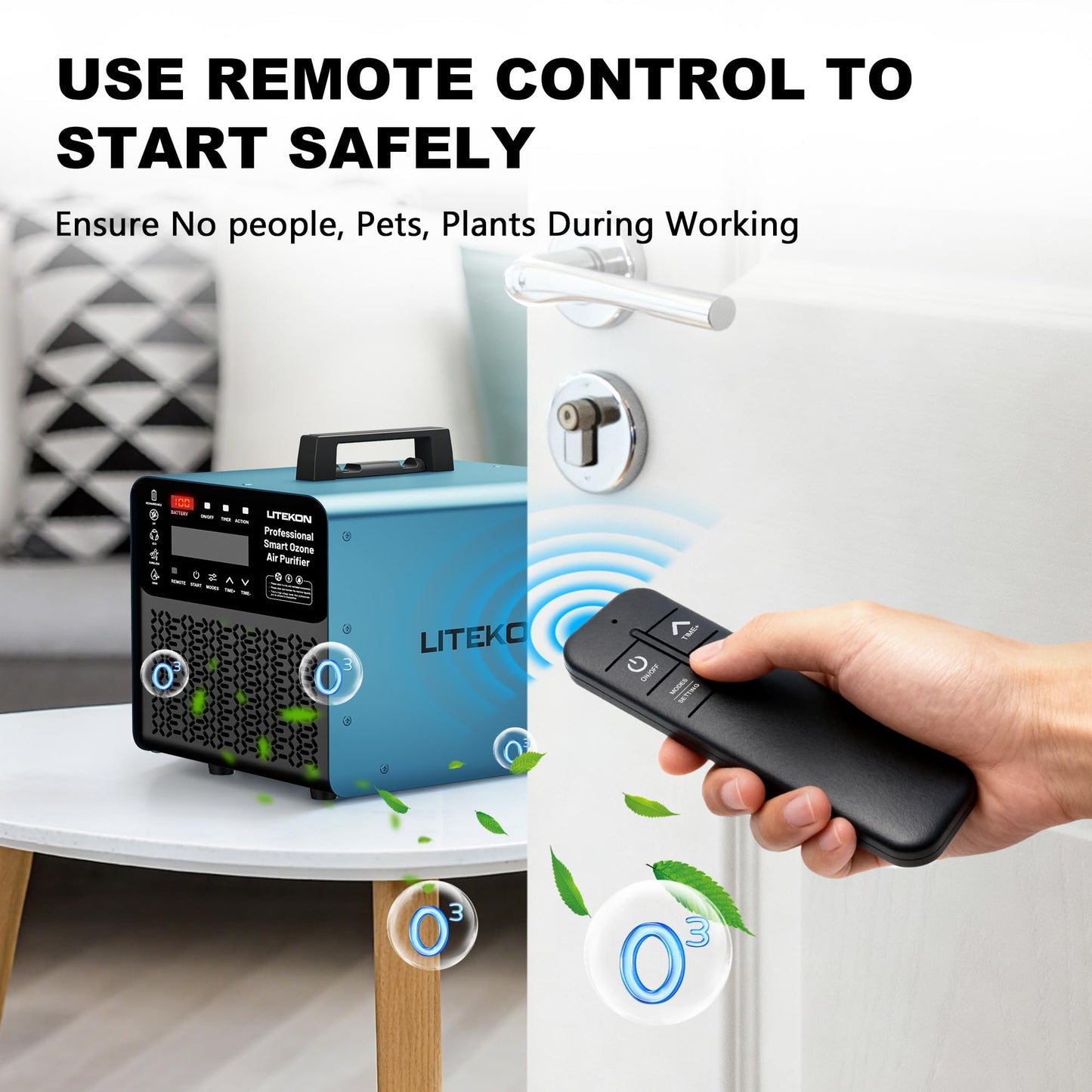 Original Ozone Generator Cordless with 2 x 5000mAh Battery&Quick Charger, 300,000mg/h Commercial Odor Remover Digital Ozonator Machine With Remote