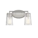 Savoy House 8-7045-2-SN Sacremento Modern Clear Seeded Glass Bathroom Vanity Wall Light, 2-Light 120 Total Watts, 9" H x 14" W, Satin Nickel