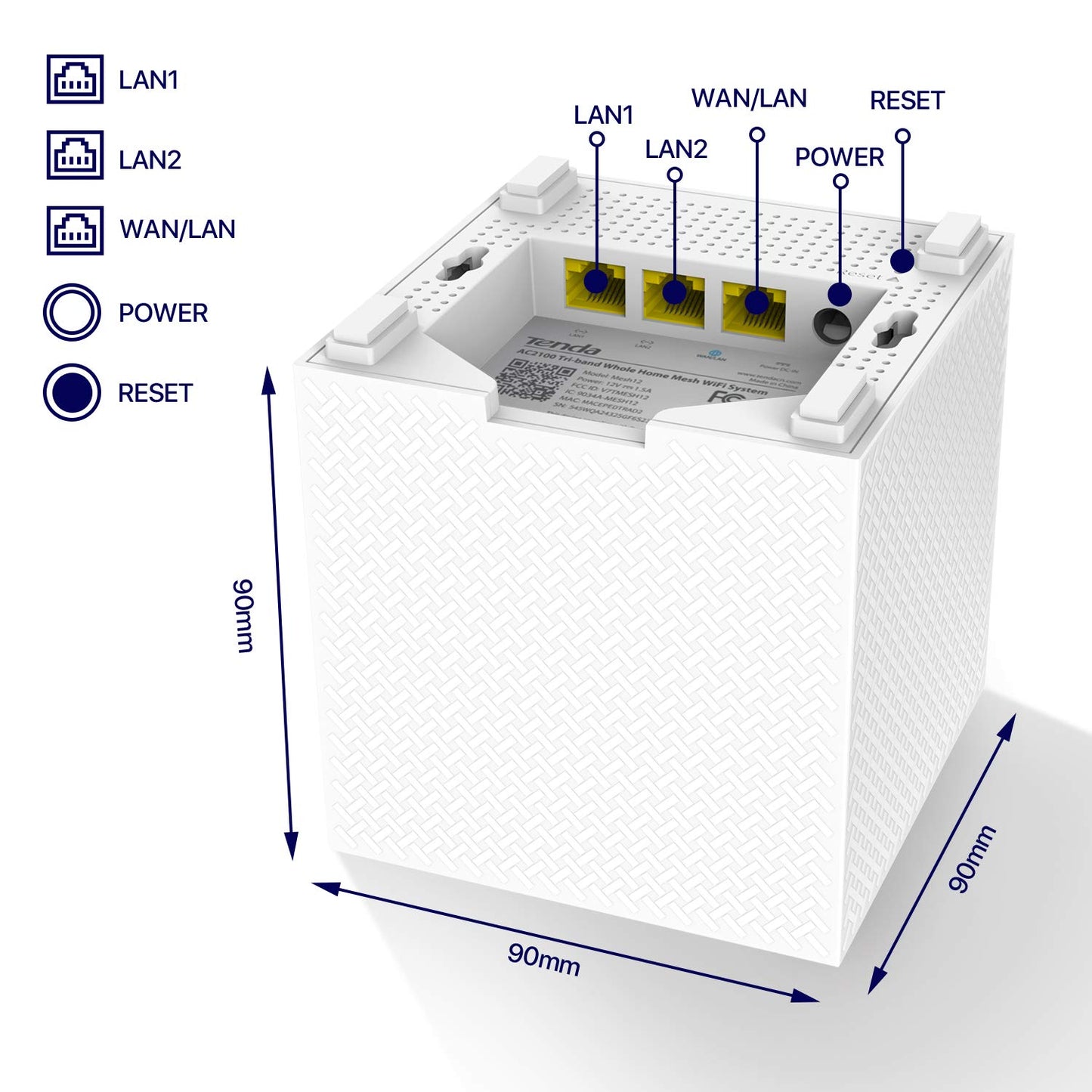 Tenda Nova Mesh WiFi System MW12 - Covers up to 6000 sq.ft - Tri-Band AC2100 Whole Home WiFi Mesh System - Gigabit Mesh Router for 100+ Devices