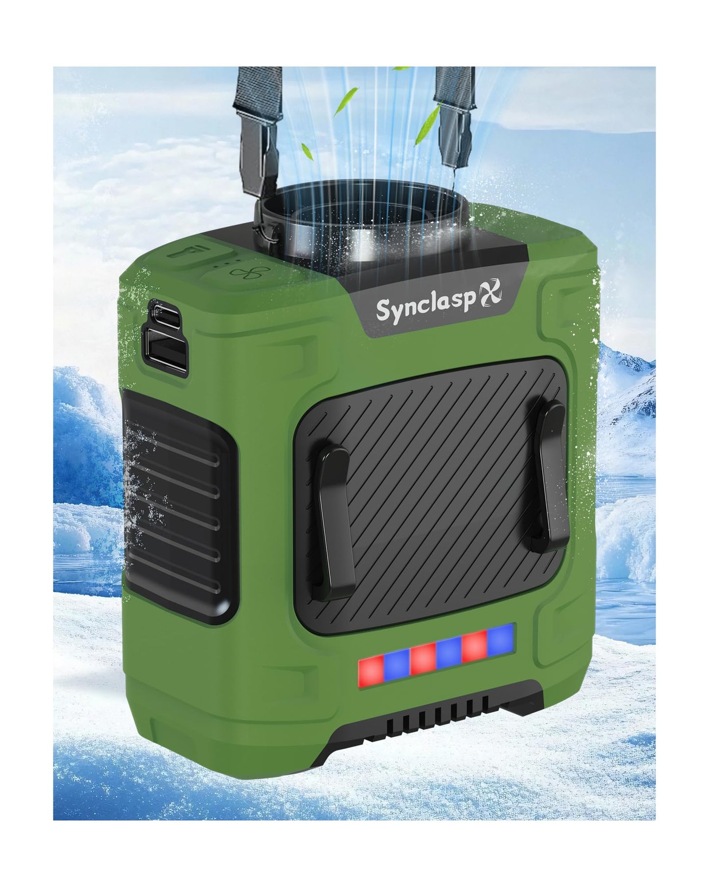 SynclaspX Waist Fan, 10000mAh Rechargeable Belt Clip Fan, 24H Runtime, 49ft/s Strong Airflow, 3-Speed 7-in-1 Hands-Free Personal Fan with Bottom Air