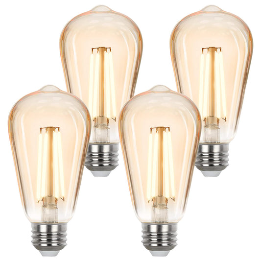 Sigalux Dimmable LED Edison Bulbs 40 watt Equivalent, E26 Light Bulb 2700K Warm White, Amber Glass ST58 Vintage LED Bulbs, 90+ CRI, 4.5W 400LM, E26