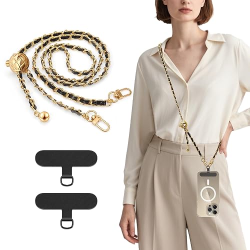 TiMOVO Universal Phone Lanyard, Metal Cell Phone Chain Anti-Theft Crossbody Strap for iPhone and Most Smartphones, Adjustable Smartphone Neck Holder