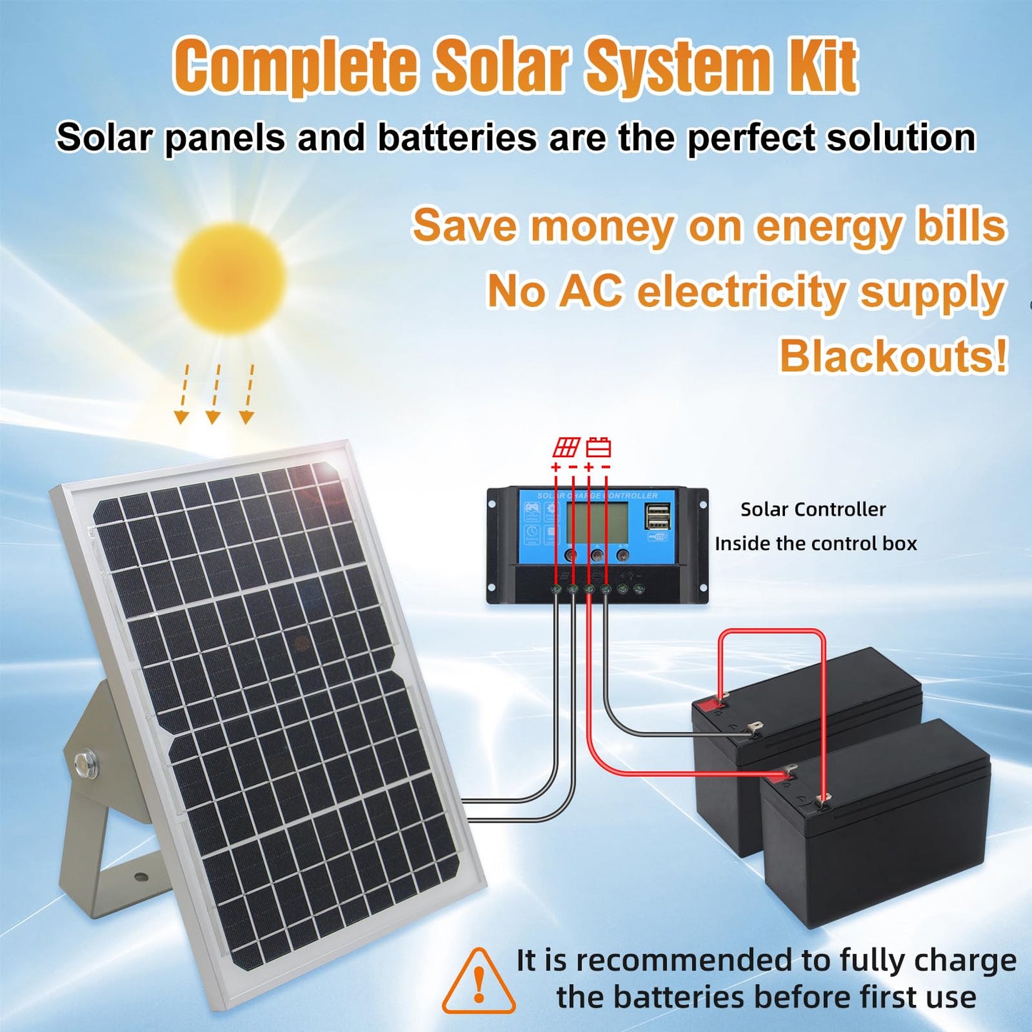 JUJIANG C026 Solar Gate Opener with Batteries & Solar Panel for Dual Swing Gates Up to 1540lb Automatic Gate Opener with Remote Complete Kit Medium