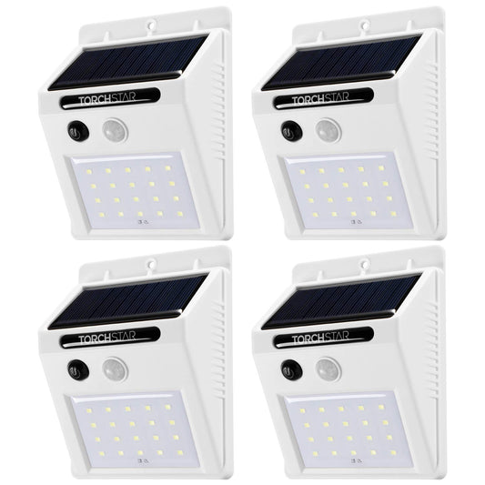 TORCHSTAR Outdoor LED Solar Powered Motion Sensor Light, IP65 Waterproof Cordless Outdoor Wall Lighting for Driveway, Patio, Garage, Porch, 6500K Pure