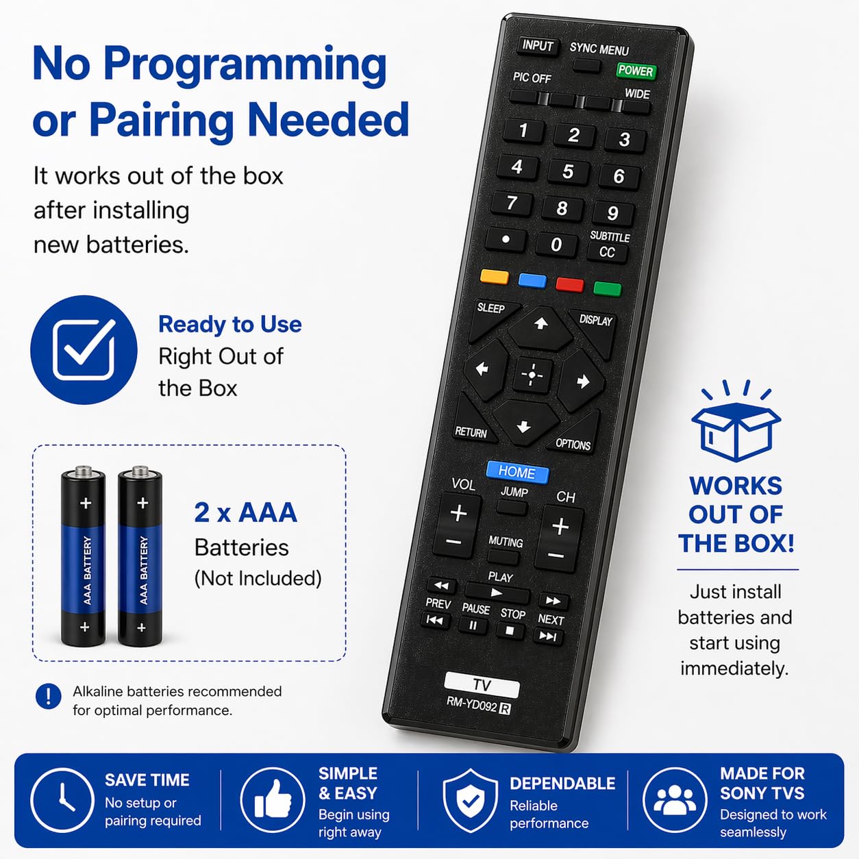 Universal Remote Replacement for All Sony LCD LED TV and Bravia TVs