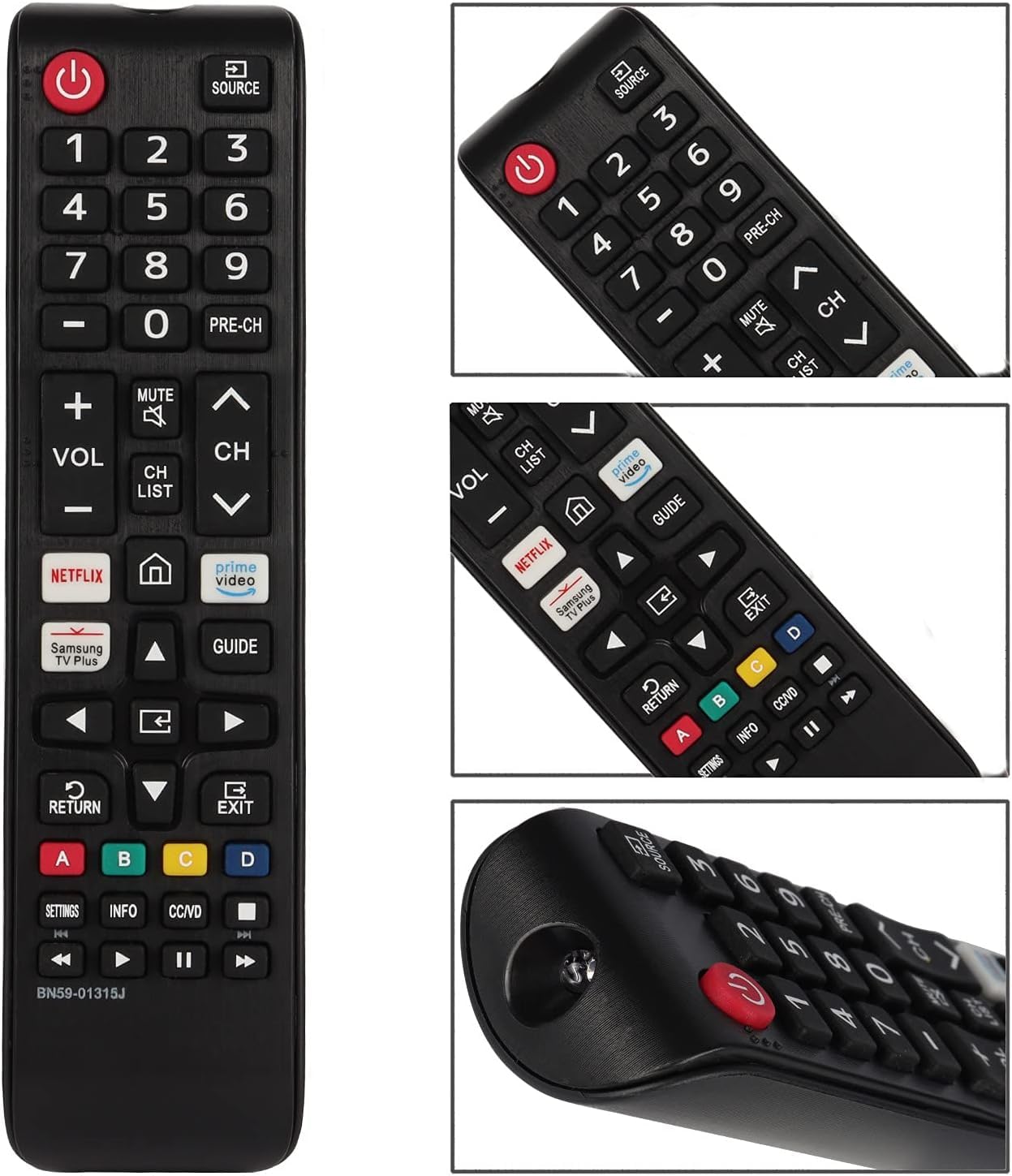 BN59-01315J Replacement Remote Control Applicable for Samsung UHD Curve Ultra HDTV LED 6 7 8 Series TV, with Netflix/Prime Video/Samsung TV Plus Short