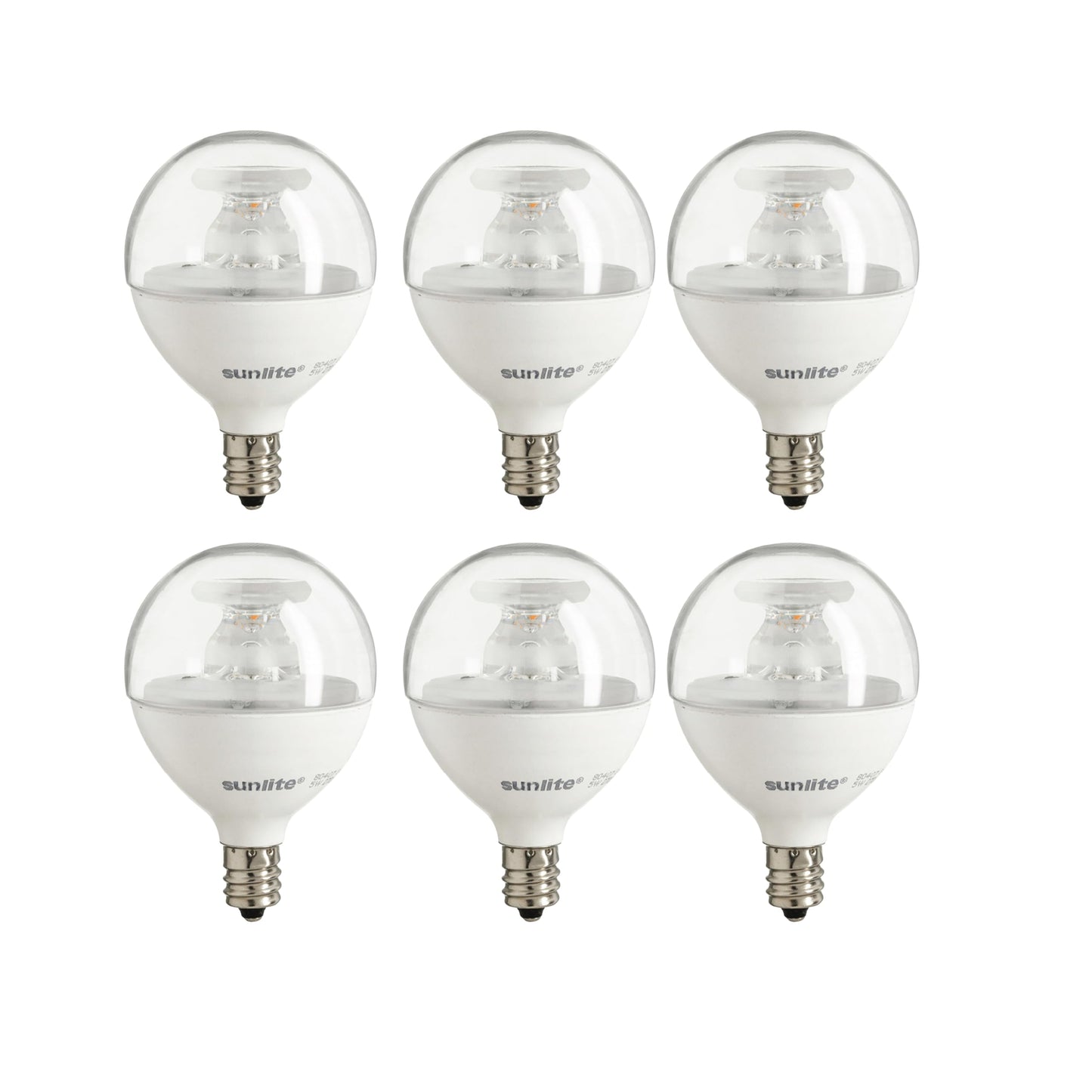Sunlite G16.5 Light Bulb LED, 5 Watts (40W Equiv.), 350 Lumens, Dimmable, Type G Globe Shape E12 Candelabra Base, Short Bulbs, Vanity Mirror Bulbs