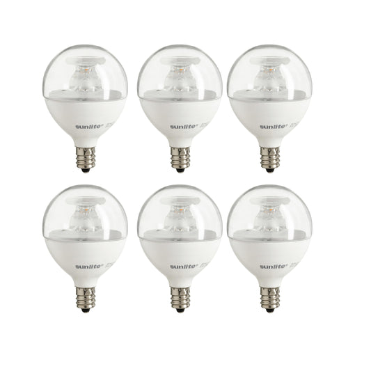 Sunlite G16.5 Light Bulb LED, 5 Watts (40W Equiv.), 350 Lumens, Dimmable, Type G Globe Shape E12 Candelabra Base, Short Bulbs, Vanity Mirror Bulbs
