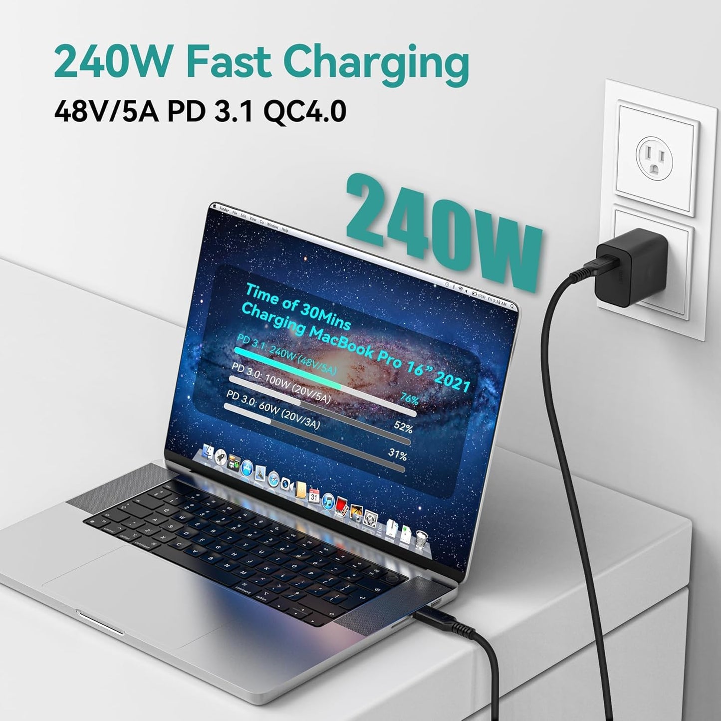 Angusplay USB C Cable 80Gbps Thunderbolt 5/4/3 6ft, USB4 | 240W Fast Charging | 16K/8K Video Display | Compatible with MacBook Pro/Air, iPad Pro, Dell