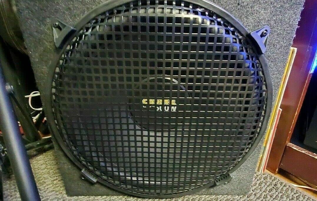Pair of 15 Inch 15" Universal Metal Car Audio Speaker SubWoofer Waffle Grill Protector Cover with Clips and Screws