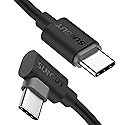 SUNGUY USB C to USB C Cable 1FT [2Pack], Right Angle 90 Degree Type C to C 60W PD Fast Charge Compatible for Samsung Galaxy S21 S20 S10, MacBook