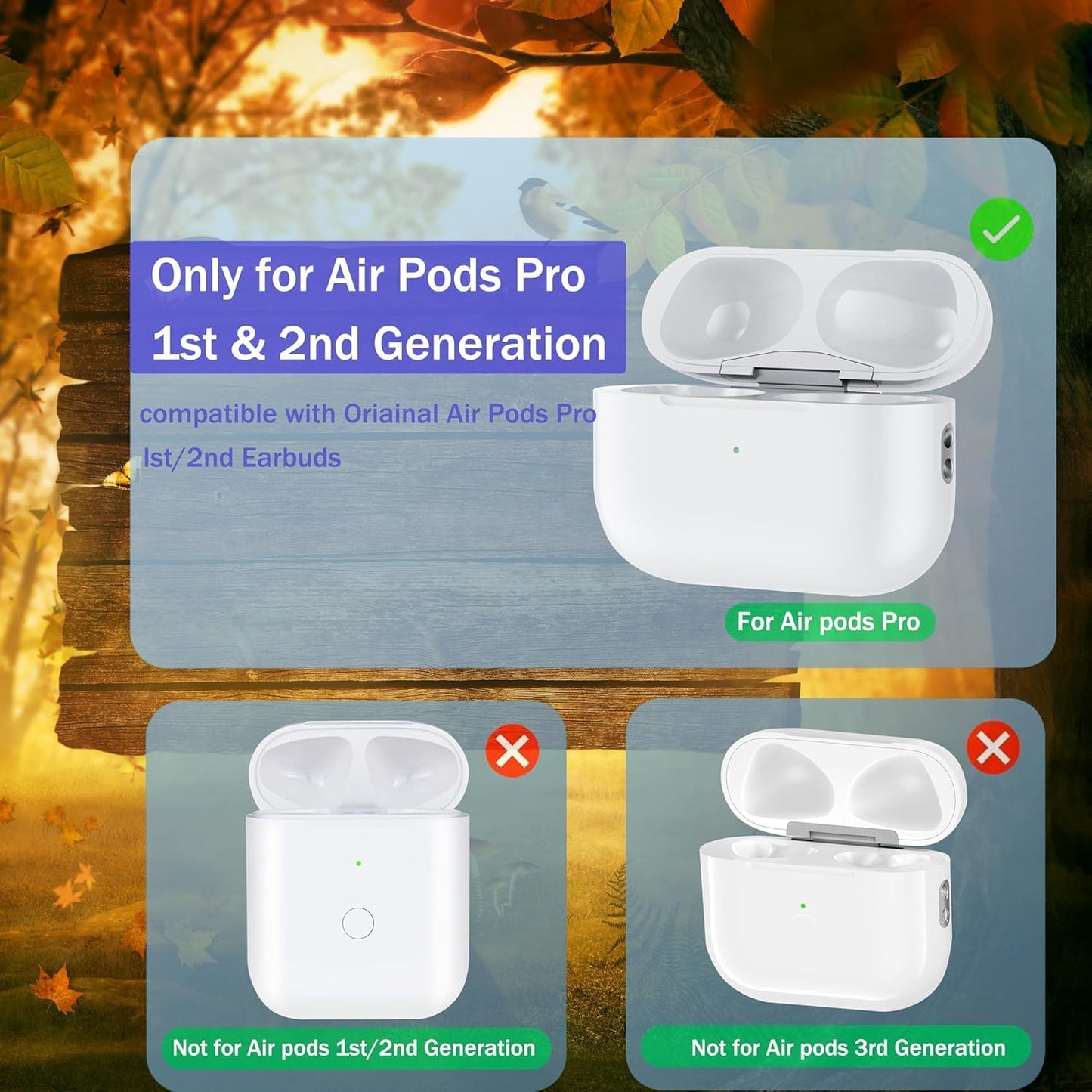 Replacement Charging Case Compatible with AirPods Pro 1st & 2nd Generation, Wireless & Wired Charging Case with Bluetooth Pairing Sync Button Earbuds