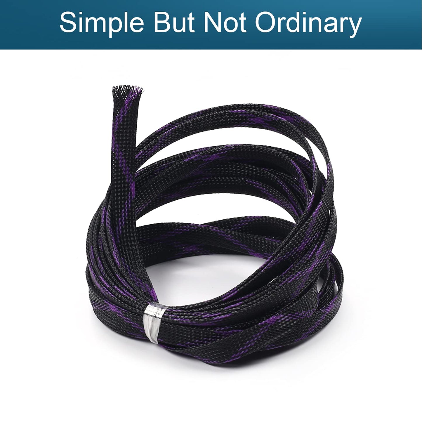 Othmro 16.4ft Length PET Flexible Braided Cable Sleeves 0.47in Width Wire Loom Sleeving and Organizers Flexible Wire Mesh Sleeves for TV Audio PC