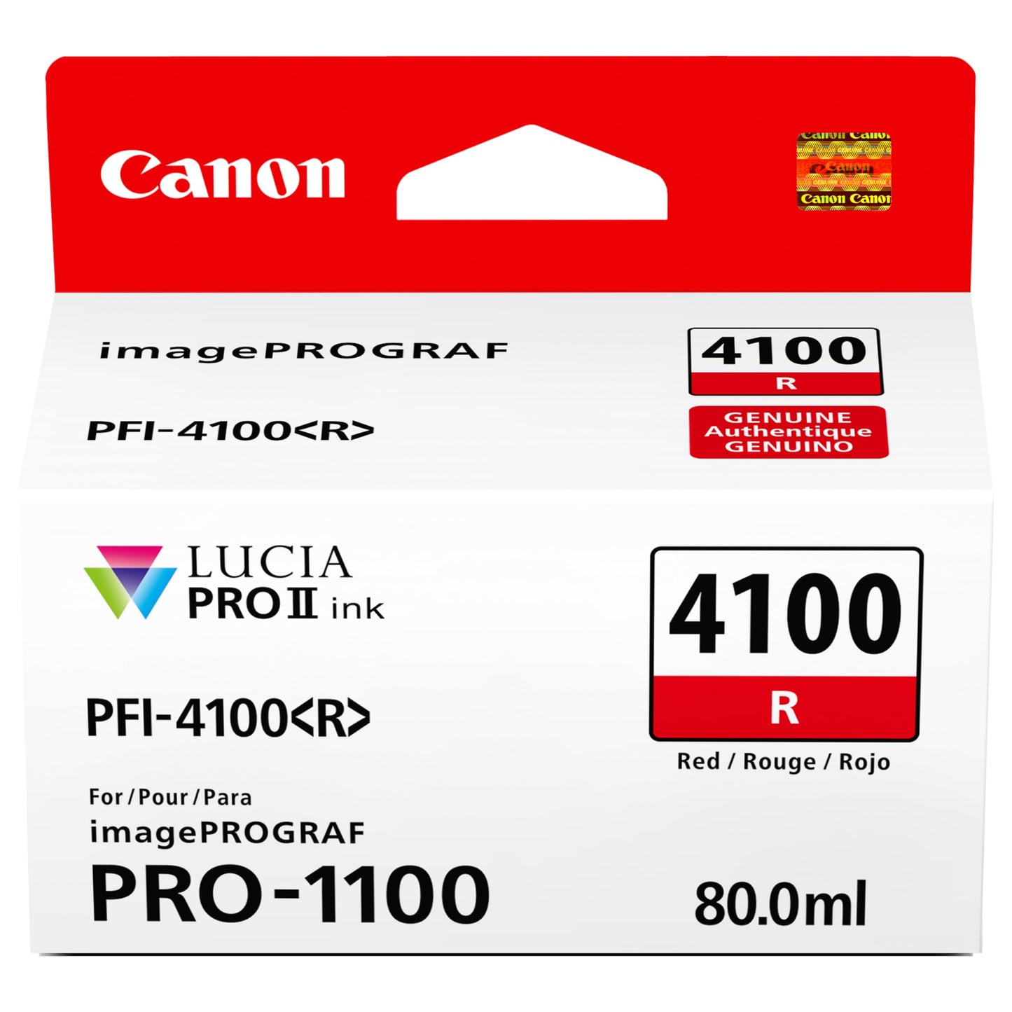Canon PFI-4100 Genuine Red Ink Tank, Compatible with imagePROGRAF PRO-1100 Printers