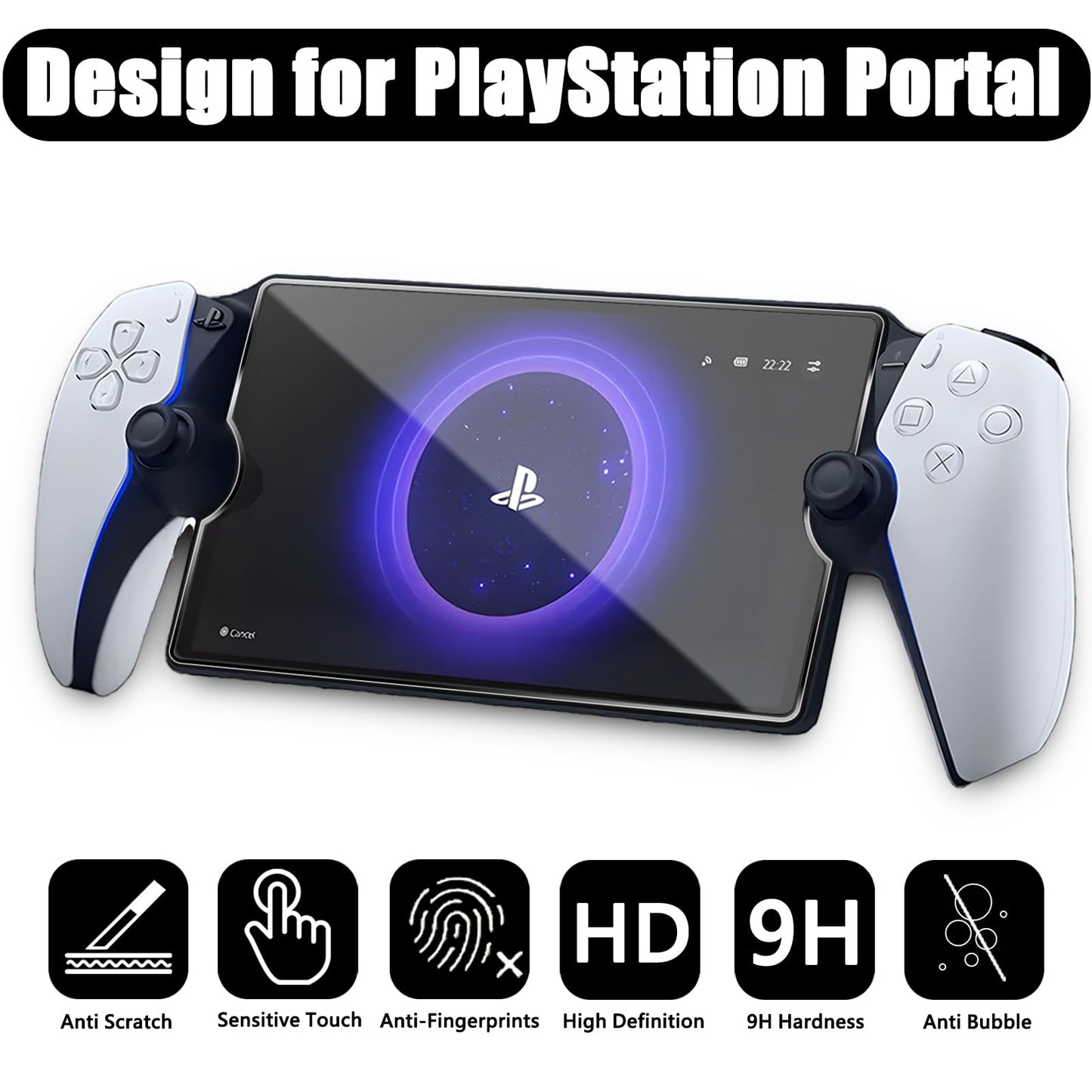 TQLGY 2 Pack Tempered Glass Screen Protector for PlayStation Portal Remote Player 8-Inch, Ultra HD, Anti-Scratch, Anti-Fingerprint, Bubble-Free
