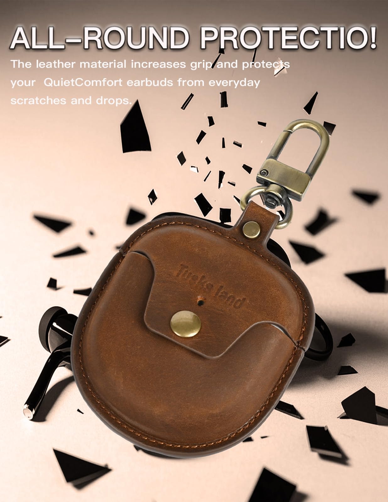 Tusks Land for Bose QuietComfort Ultra Case (2023) & for Bose QuietComfort Earbuds II (2022),Bluetooth Earphone Protective Cover Genuine Leather