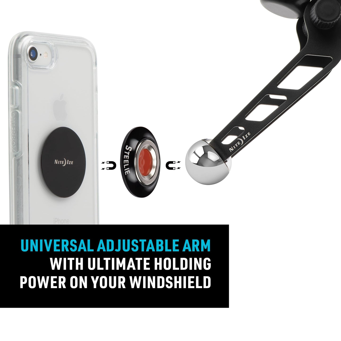 Nite Ize Steelie Windshield Mount - Phone Holder for Car Windshield - Alternative to Car Dashboard & Vent Phone Mounts - Compatible with Steelie