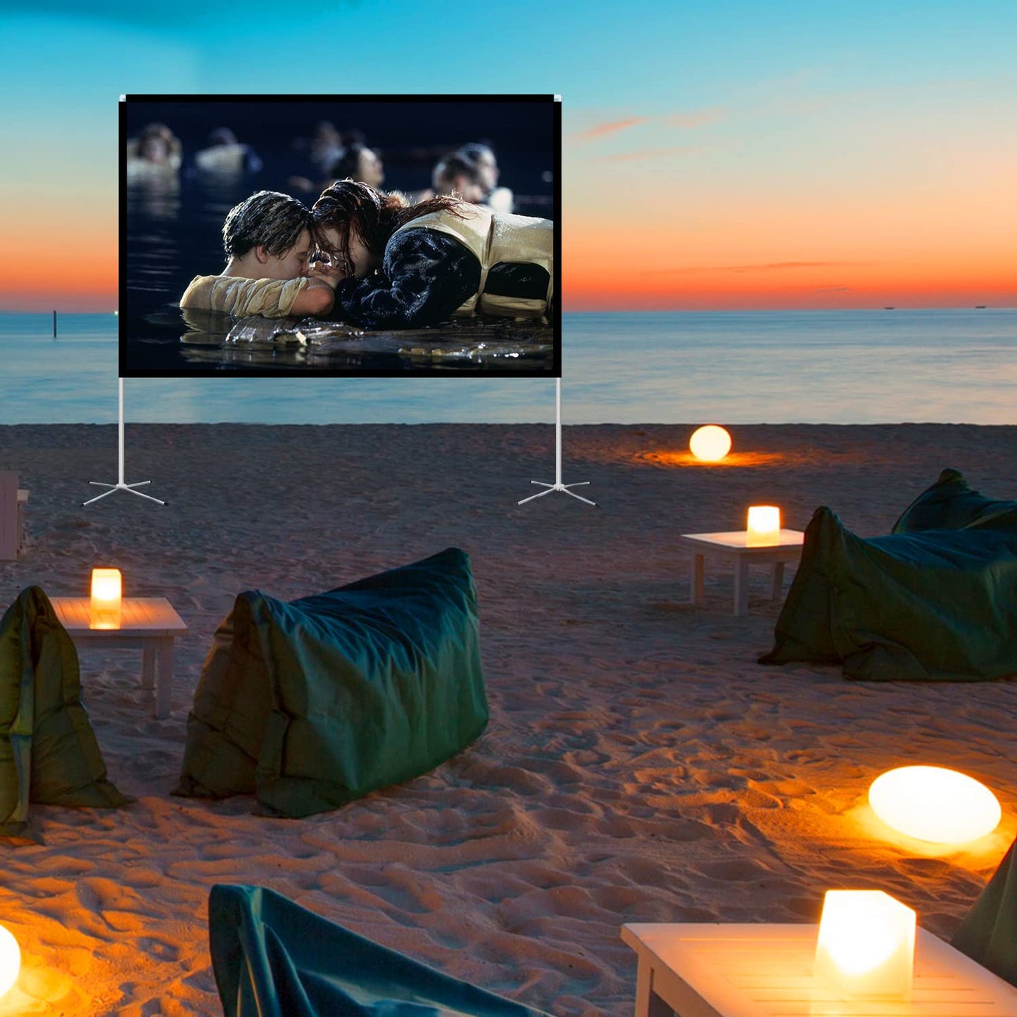 Projector Screen and Stand 100 Inch Portable Outdoor Projection Screen 16:9 4K HD Movie Projection Screen with Carry Bag for Indoor Outdoor Home