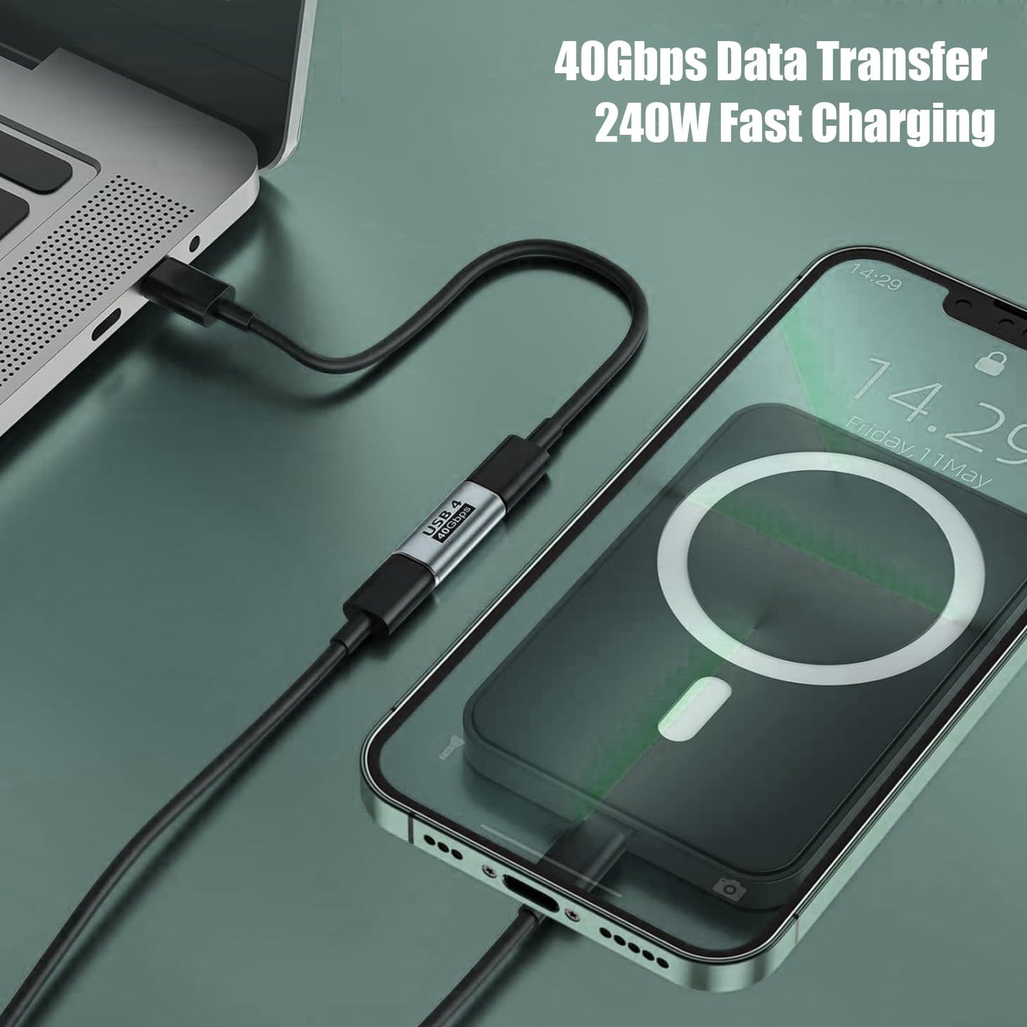 Pastall 5 Pack 240W USB C Coupler,USB C Female to Female Adapter Supports Up to 40Gbps Data Transfer and 240W Fast Charging.Compatible