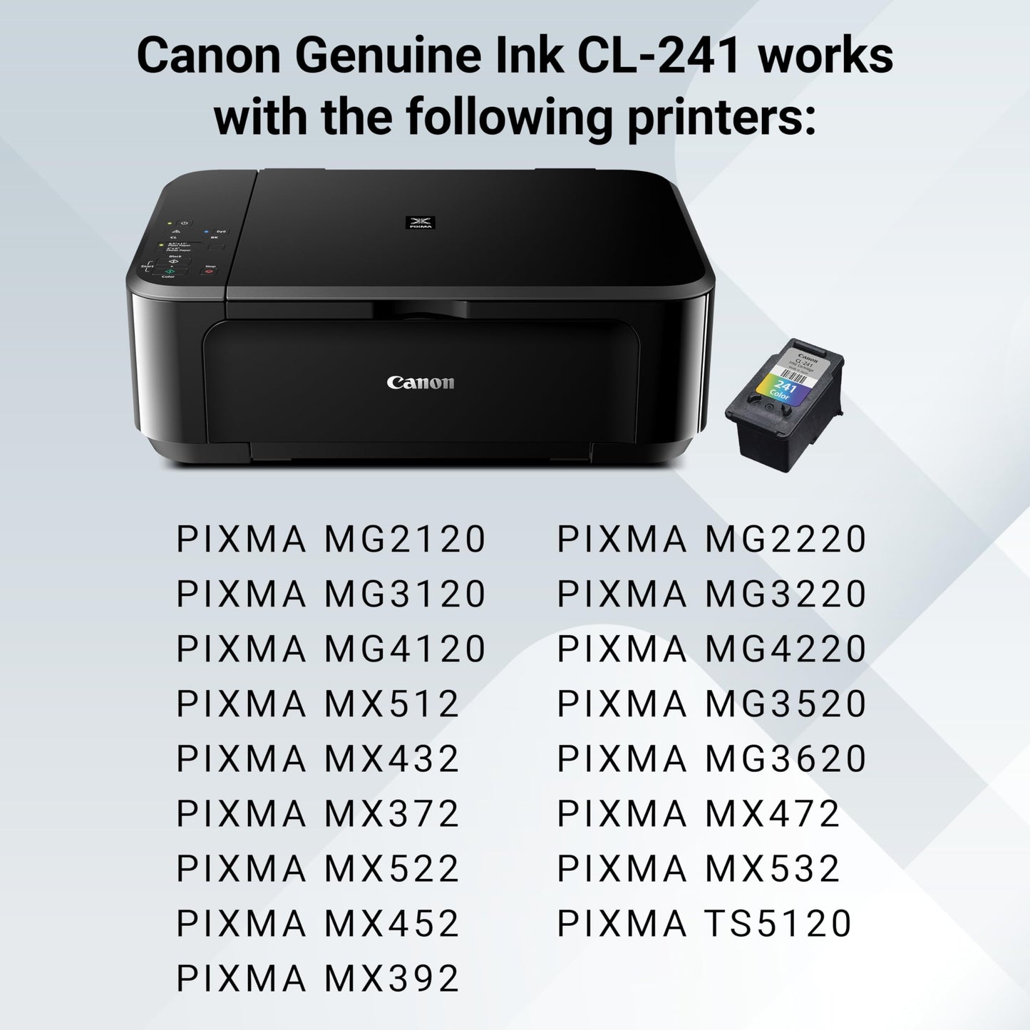 Canon CL-241 Genuine Color Ink Cartridge, Compatible with MG2120/3120/4120, MX512/432/472/372/392/522/532/452, MG2220/3220/4220/3520/3620, TS5120