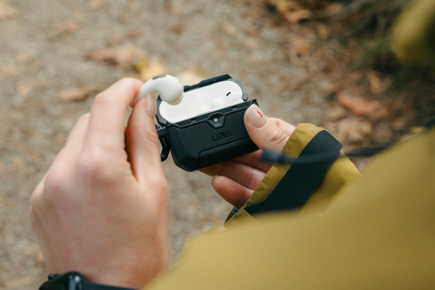 URBAN ARMOR GEAR UAG Designed for AirPods Pro 3rd Gen Case, Rugged Military Grade Drop Proof Protective Cover with Detachable Carabiner Clip & Secure