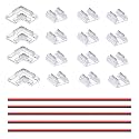 GOMING 2-Pin 0.39in/10mm Board Width COB Connector Kit 12 Transparent Gapless Connectors 4 L-Shaped/Corner Gapless Connectors 5 Extension Wires