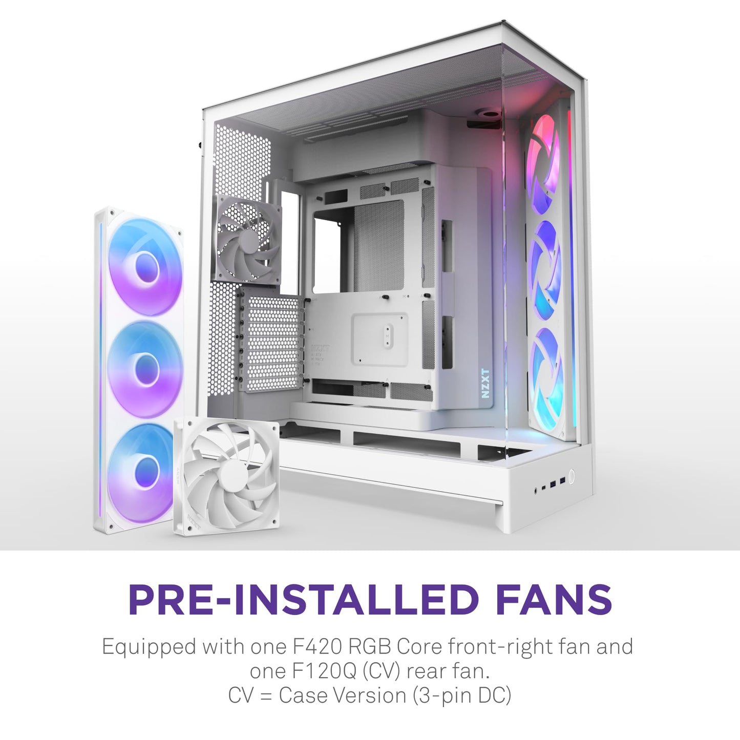 NZXT H9 Flow RGB (2025) - Large Dual-Chamber ATX Mid-Tower Airflow PC Case - Includes 1 x 420mm RGB Fan Unit & 1 x 120mm Fan - 420mm Radiator Support