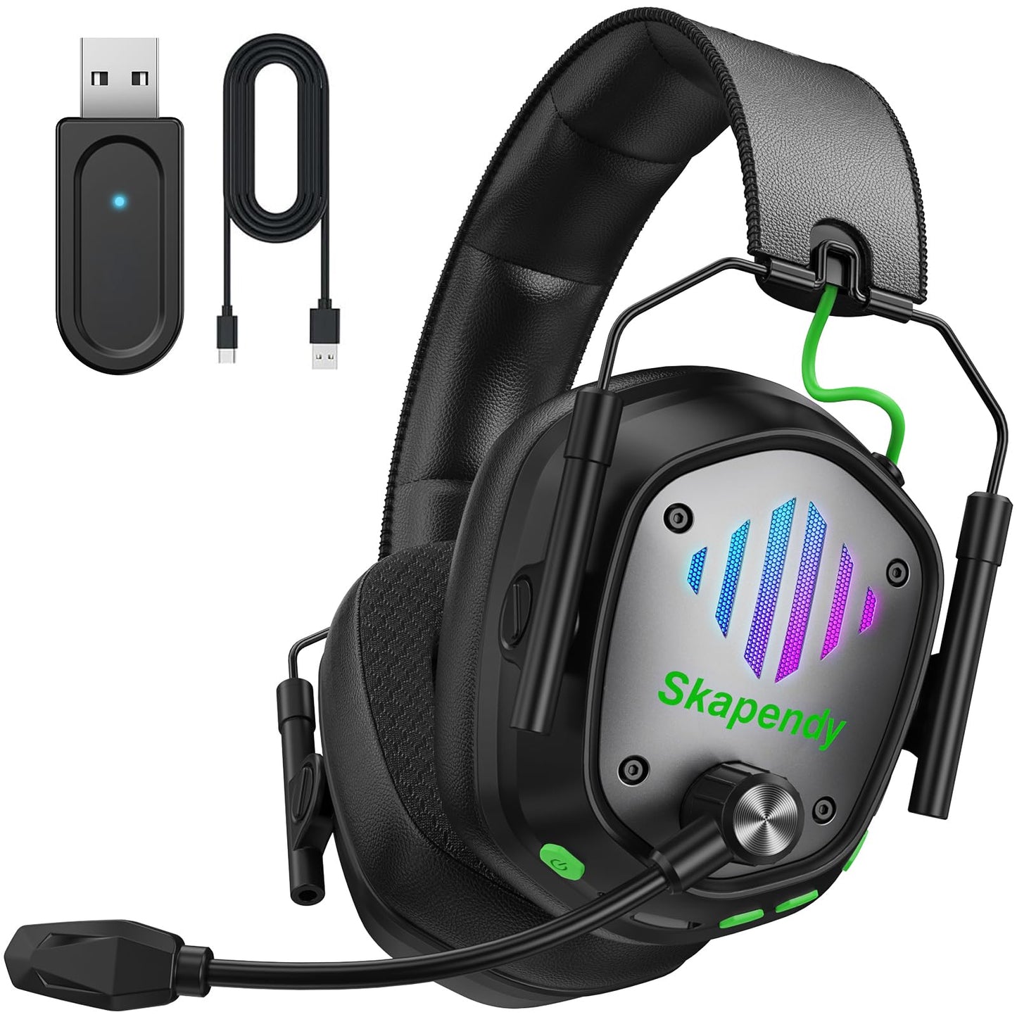 SKAPENDY Wireless Gaming Headset for PS5, PS4, PC, Switch - 2.4GHz & Bluetooth Headphones with Mic, 20ms Low Latency, 3D Stereo Sound, ENC Noise