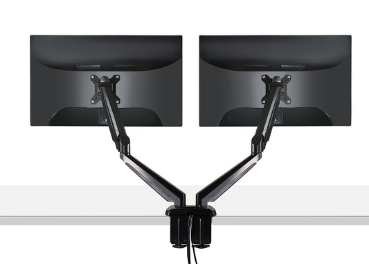 Fotolux Dual Monitor Mount| Ultra-Flex Dual-Arm Monitor Desktop MountFor 15"-27" with USB and Audio Ports| Extending &Retracting Arms|Increase Desk