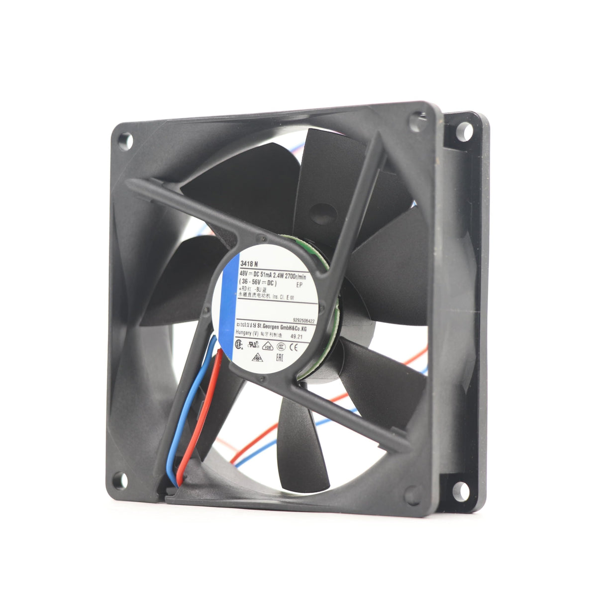 3418N Axial Fan 48VDC 51mA 2.4W 3100RPM Cooling Fan