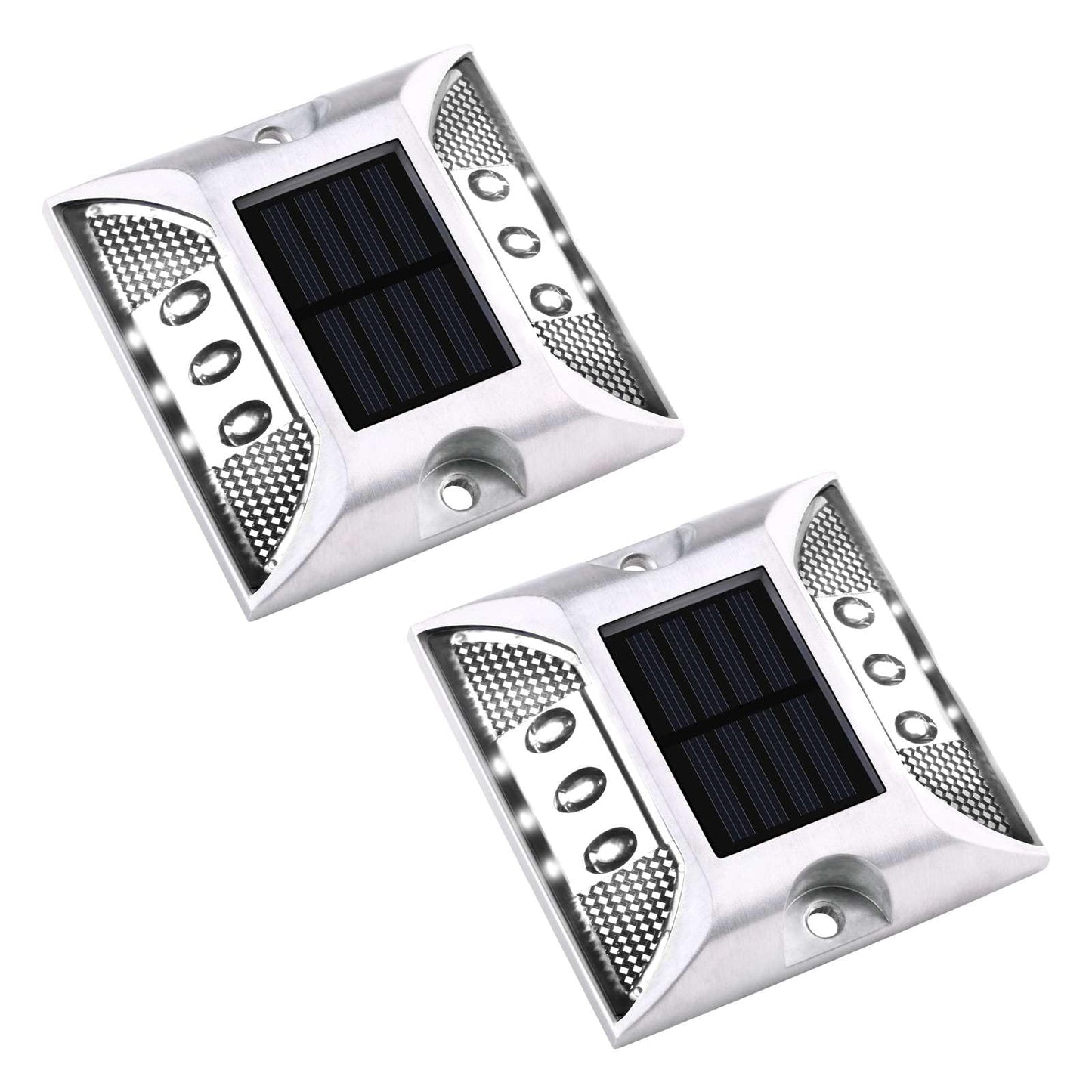 Aolyty Solar Driveway Dock Lights, IP68 Waterproof Solar Deck Light Outdoor Warning Step Light Reflective Road Marker for Sidewalk Stair Garden