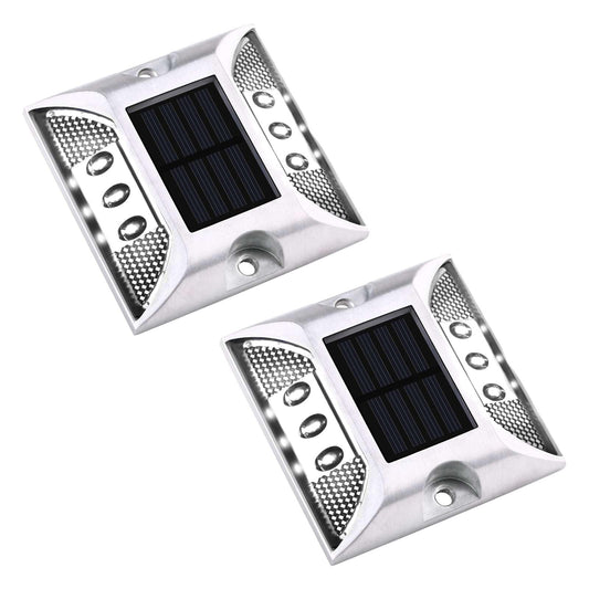 Aolyty Solar Driveway Dock Lights, IP68 Waterproof Solar Deck Light Outdoor Warning Step Light Reflective Road Marker for Sidewalk Stair Garden