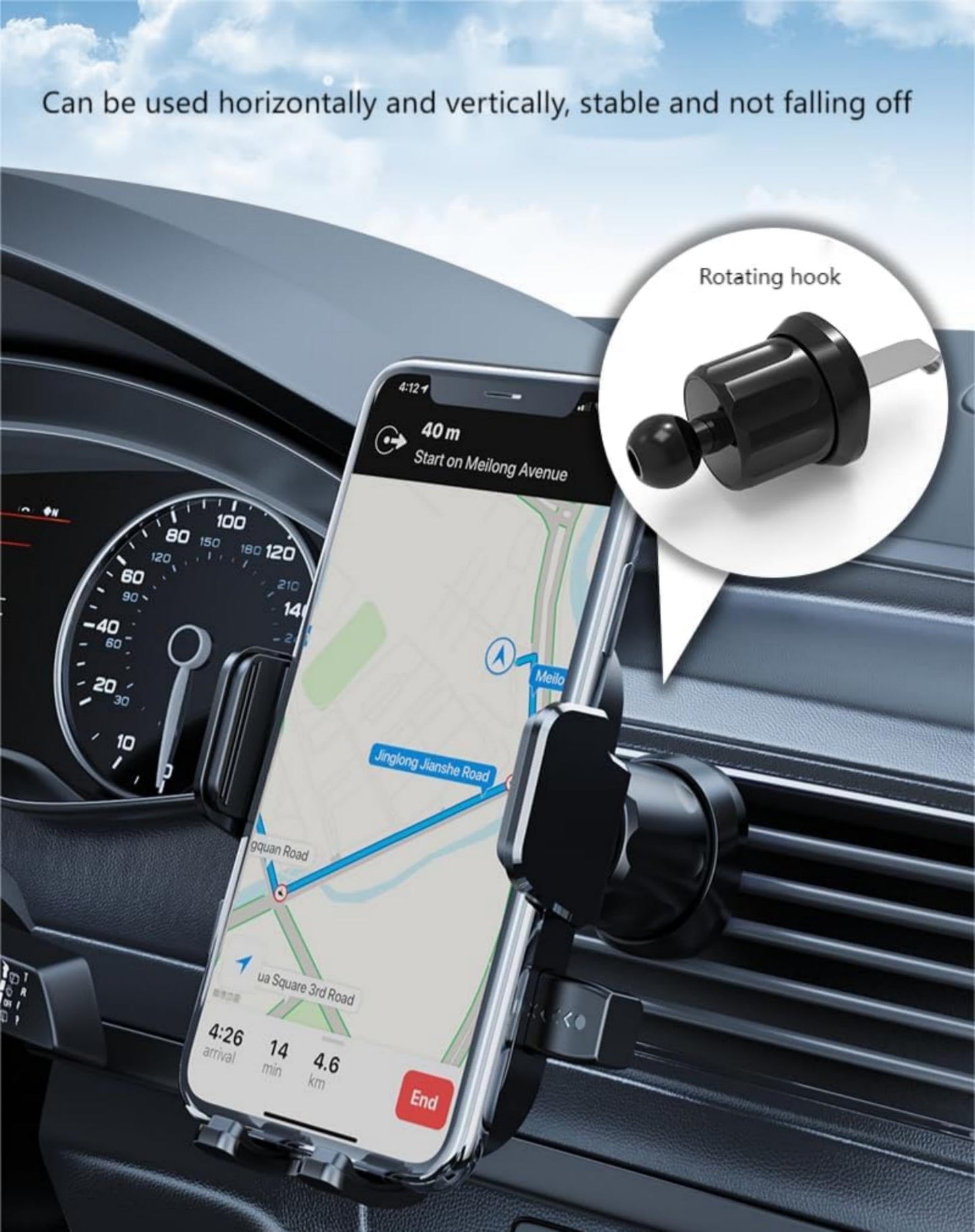 LXQTAO Car Vent Phone Holder - Universal Hands-Free Car Phone Stand, Compatible with Smartphones, 5.8-9CM Width Phones - Black Texture Car Vent Mount
