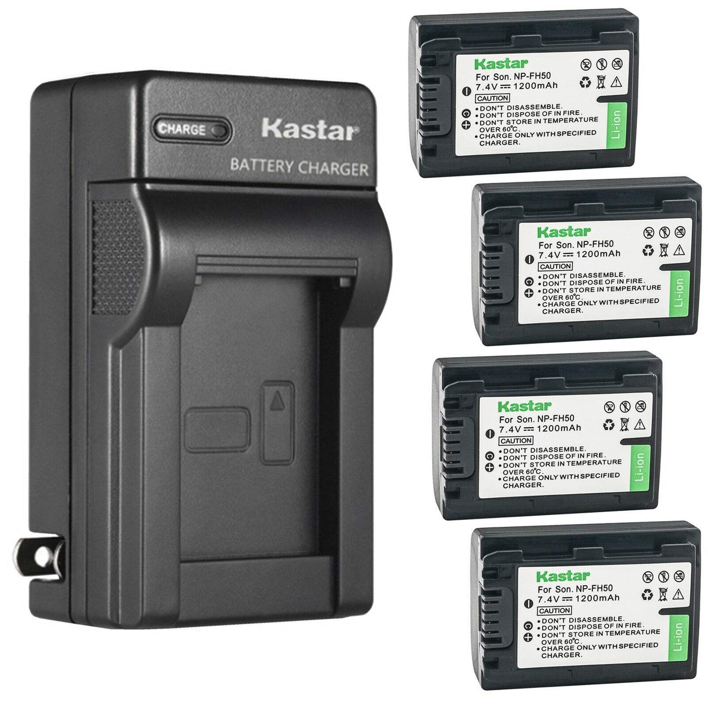 Kastar 4-Pack Battery and AC Wall Charger Replacement for Sony DCR-DVD508, DCR-DVD510, DCR-DVD602, DCR-DVD605, DCR-DVD608, DCR-DVD610, DCR-DVD650