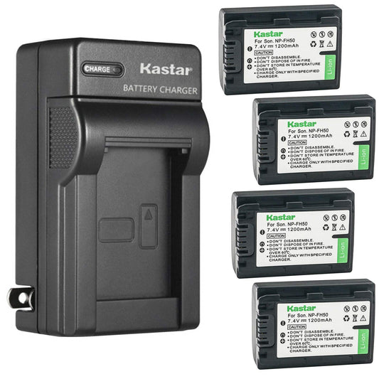 Kastar 4-Pack Battery and AC Wall Charger Replacement for Sony DCR-DVD508, DCR-DVD510, DCR-DVD602, DCR-DVD605, DCR-DVD608, DCR-DVD610, DCR-DVD650