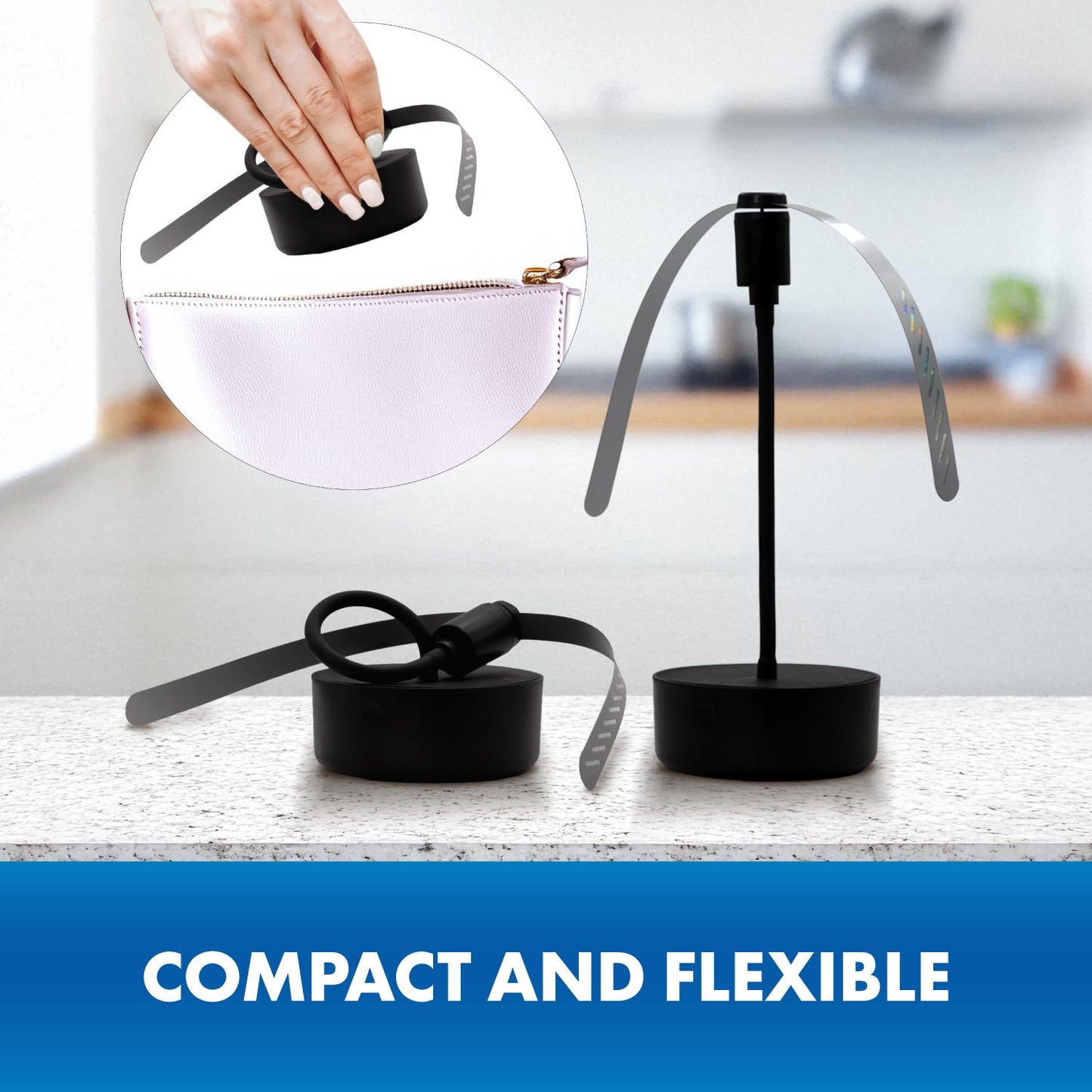 Adamax Black USB-C Rechargeable Fly Fan For Tables FF-BK-01, Outdoor Dining Accessory and BBQ Essential, Lightweight with Adjustable Neck, Picnic