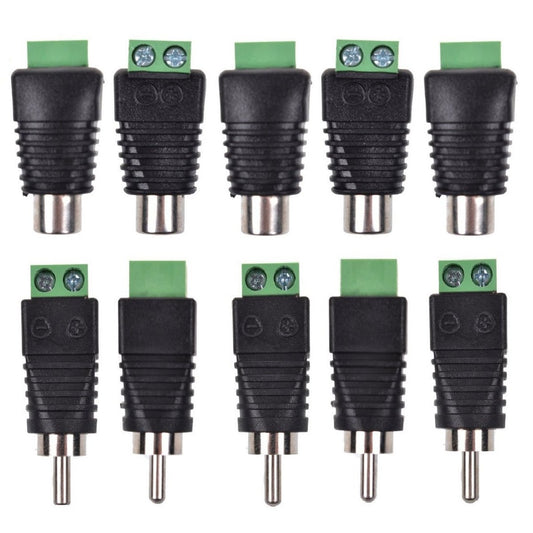 Liimevvon Lemoy 10-Pack Phono RCA Male and Female Plug to AV Screw Terminal Audio/Video Connector Adapter (5 Male & 5 Female)