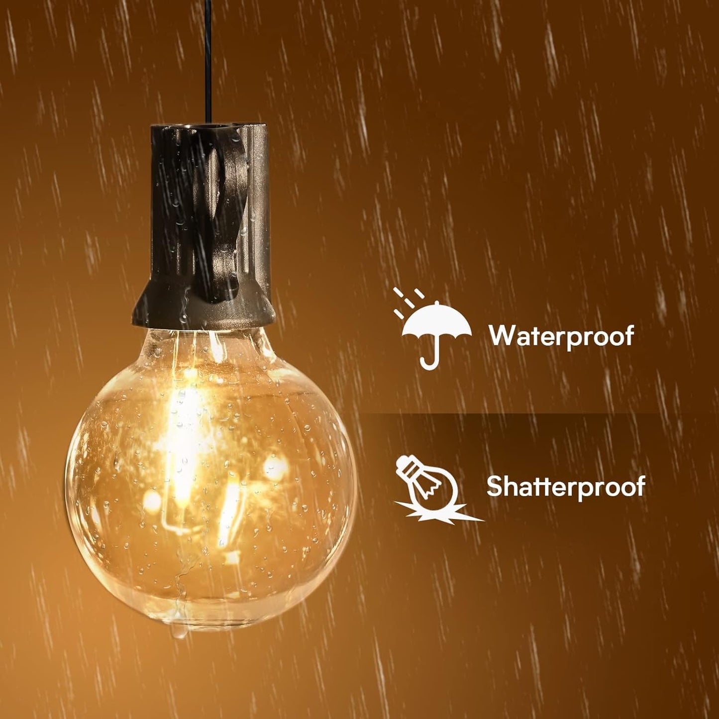 VENUSOP 4 Pack G40 Led Replacement Light Bulbs,2700K Warm White for E12 Medium Screw Base, for Indoor and Outdoor Led String Light Party Patio Garden
