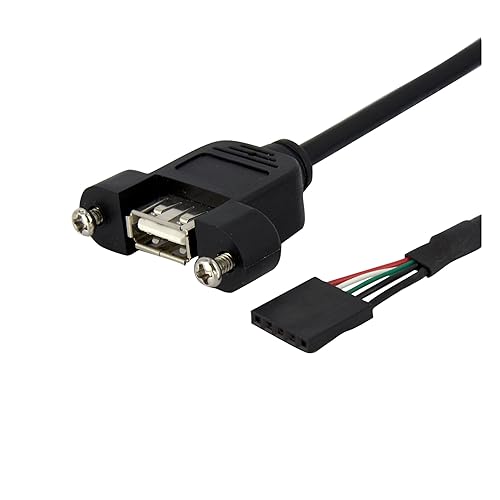 StarTech.com 1 ft Panel Mount USB Cable - USB A to Motherboard Header Cable Adapter F/F - USB 2.0 internal Cable (USBPNLAFHD1)