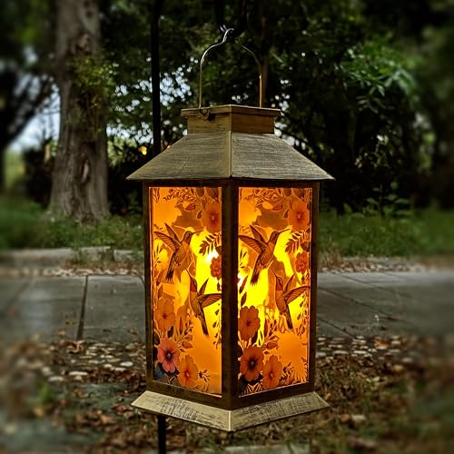 Solar Outdoor Lantern Garden Hanging Waterproof Lanterns PVC 3 LED Flickering Flameless Candle Decorative Lights for Table,Outdoor?Mothers Day