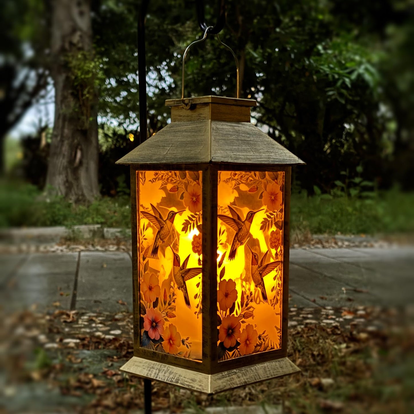 Solar Outdoor Lantern Garden Hanging Waterproof Lanterns PVC 3 LED Flickering Flameless Candle Decorative Lights for Table,Outdoor?Mothers Day